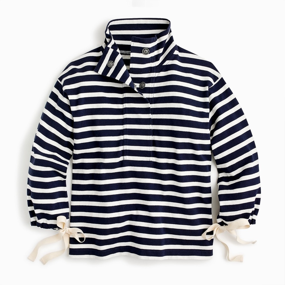 J.Crew Striped Snap-Neck Sweatshirt